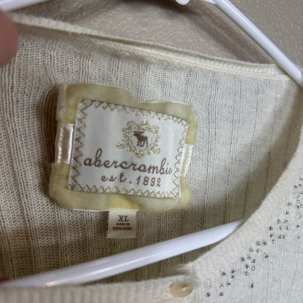 Y2K Abercrombie Babydoll Henley Angora Long Sleeve Top‎ Beaded Ribbed Sweater D - Picture 11 of 13